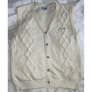 Etalon Steve Canar Cream Sweater Vest Pearl Buttons Men’s Medium
